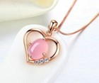 925 Sterling Silver Crystal Heart Moonstone Pendant Chain Necklace Jewellery