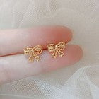 Rose Gold Bow Tie Stud Earrings 925 Sterling Silver Jewellery Women Girls Gift