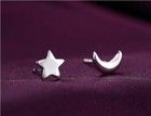 Womens Girls 925 Sterling Silver Mini Moon Star Stud Earrings Jewellery Gift UK
