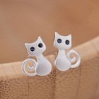 Cute Kitty Cat Stud Earrings 925 Sterling Silver Women Girls Jewellery Gift UK