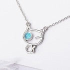 Cute Cat Blue Eye Pendant Chain Necklace 925 Sterling Silver Women Jewellery UK