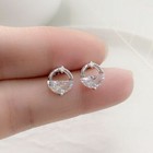 Women 925 Sterling Silver Crystal Circle Lake Stud Earrings Jewellery Gift