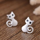 Cute Kitty Cat Stud Earrings 925 Sterling Silver Women Girls Jewellery Gift UK