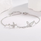 925 Sterling Silver Crystal Butterfly Linked Charm Bracelet Women Jewellery UK