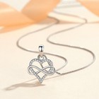 925 Sterling Silver Crystal Heart Pendant Necklace Women Girls Jewellery Gift