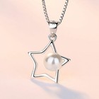 Women Girls Pearl Star Pendant Chain Necklace 925 Sterling Silver Jewellery Gift
