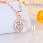 925 Sterling Silver Moon Star Rose Gold Pendant Necklace Womens Jewellery