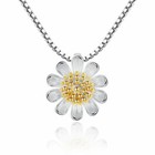 Women Sun Flower Pendant Chain Necklace 925 Sterling Silver Jewellery Gift UK