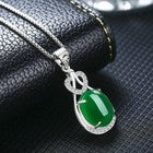 925 Sterling Silver Crystal Green Jade Pendant Necklace Womens Jewellery UK