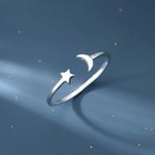 925 Sterling Silver Moon Star Adjustable Ring Womens Girls Jewellery Gift UK