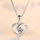 Women Crystal Heart Swirl Pendant Chain Necklace 925 Sterling Silver Jewellery