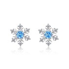 Crystal Snowflakes 925 Sterling Silver Stud Earrings Women Girls Christmas Gift