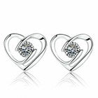 Women Crystal Heart Swirl Stud Earrings 925 Sterling Silver Jewellery Gift UK