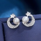 Moon Star Pearl Pendant Necklace Stud Earrings 925 Sterling Silver Jewellery UK