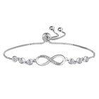 925 Sterling Silver Crystal Love Linked Charm Bracelet Women Jewellery Gift