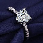 925 Sterling Silver Crystal Heart Adjustable Ring Engagement Women Jewellery Gif