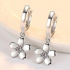 925 Sterling Silver Lovely Flower Hoop Earrings Women Girls Jewellery Gift