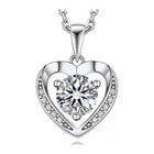 925 Sterling Silver Crystal Love Heart Pendant Necklace Women Jewellery Gift UK