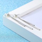 925 Sterling Silver Long Chain Pearl Dangle Tassel Drop Earrings Women Jewellery