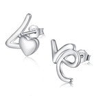 925 Sterling Silver Written Love Heart Stud Earrings Womens Girls Jewellery Gift