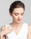 925 Sterling Silver Crystal Pink Heart Necklace Stud Earrings Womens Jewellery