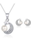 Moon Star Pearl Pendant Necklace Stud Earrings 925 Sterling Silver Jewellery UK
