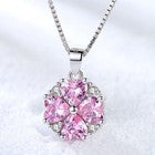925 Sterling Silver Crystal Pink Heart Necklace Stud Earrings Womens Jewellery
