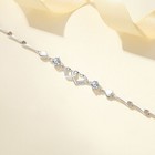 925 Sterling Silver Crystal Double Heart Linked Charm Bracelet Women Jewellery