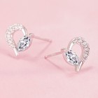 925 Sterling Silver Crystal Heart Shaped Stud Earrings Jewellery Women Gift UK