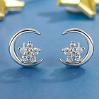 925 Sterling Silver Crystal Moon Star Stud Earrings Women Girls Jewellery Gift