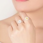 Women Sun Flower Pendant Necklace Stud Earrings Ring 925 Sterling Silver