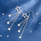 925 Sterling Silver Triple Star Drop Dangle Hook Earrings Women Jewellery Gift