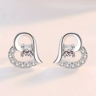 925 Sterling Silver Crystal Heart Stud Earrings Women Girls Jewellery Gift UK