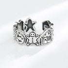 Vintage Cute Gingerbread Man Adjustable Ring 925 Sterling Silver Women Jewellery