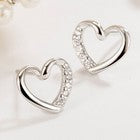 925 Sterling Silver Crystal Heart Stud Earrings Jewellery Women Girls UK Gift