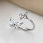 925 Sterling Silver Crystal Butterfly Adjustable Ring Women Girls Jewellery Gift