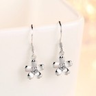 Women Girls 925 Sterling Silver Crystal Flower Drop Hook Earrings Jewellery Gift