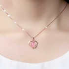 925 Sterling Silver Crystal Heart Moonstone Pendant Chain Necklace Jewellery