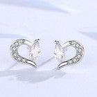 925 Sterling Silver Crystal Heart Shaped Stud Earrings Jewellery Women Gift UK