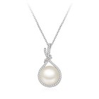 925 Sterling Silver Crystal Pearl Pendant Necklace Women Girls Jewellery Gift UK