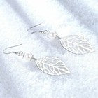 Women Girls Pearl Leaf Drop Hook Earrings 925 Sterling Silver Jewellery Gift UK