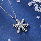 Christmas Crystal SnowFlakes Necklace 925 Sterling Silver Women Jewellery Gift