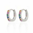 925 Sterling Silver Plated Crystal Huggie Hoop Earrings Women Jewellery Gift