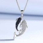 Dolphin Twins Pendant Chain Necklace 925 Sterling Silver Women Jewellery Gift UK
