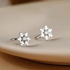 Christmas Crystal Snowflake Ear Clip Cuff Earrings Silver Plt Jewellery Gift