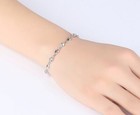 925 Sterling Silver Crystal Stone Heart Linked Charm Bracelet Women Jewellery UK