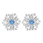 Christmas Crystal Snowflake Stud Earrings 925 Sterling Silver Womens Jewellery