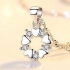Crystal Heart Linked Charm Pendant Chain Necklace 925 Sterling Silver Jewellery