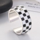 Fashion Checkerboard Heart Adjustable Ring 925 Sterling Silver Jewellery Gift