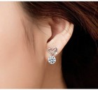 Women 925 Sterling Silver Crystal Heart Butterfly Stud Earrings Valentine's Gift
